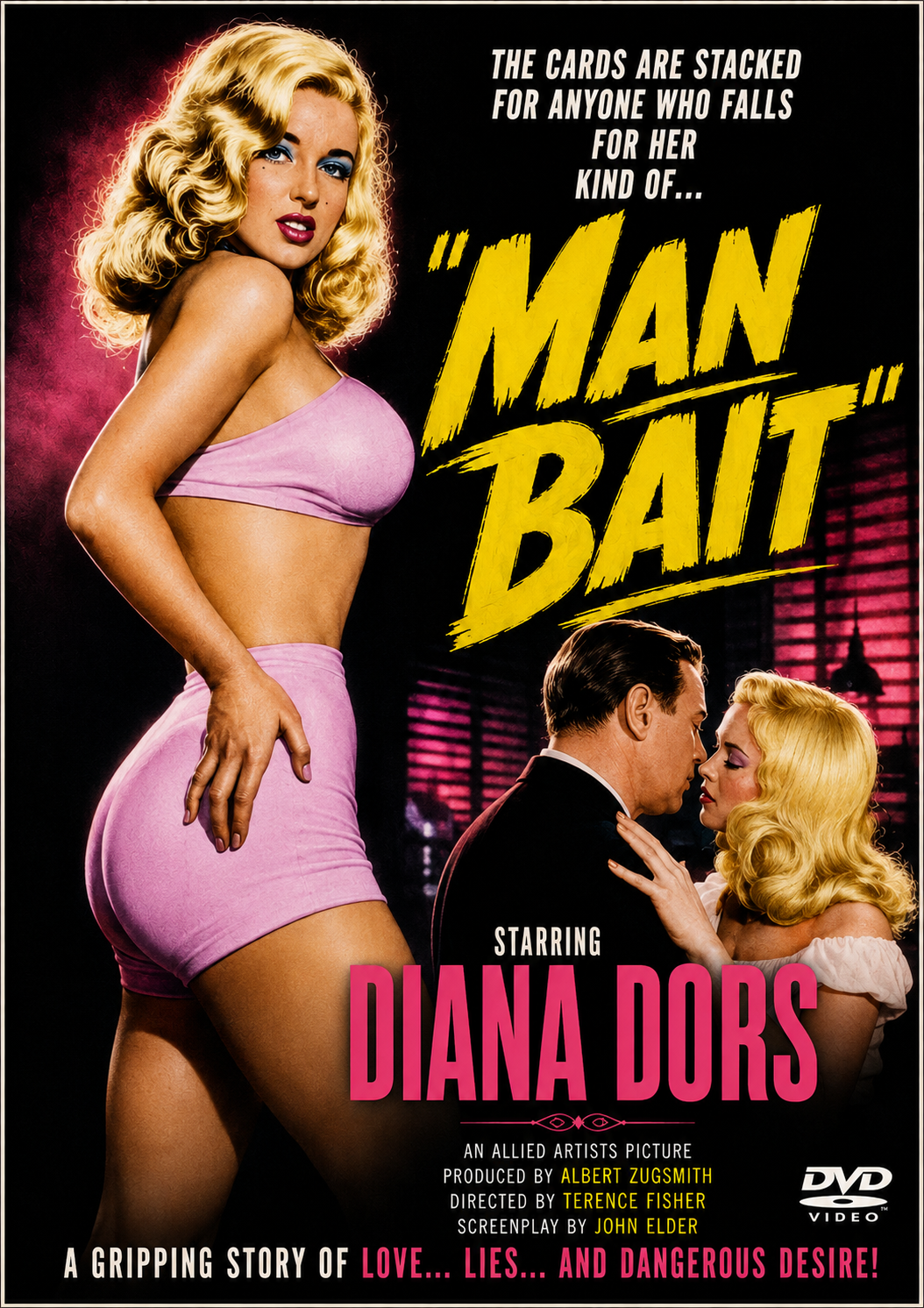 MAN BAIT (1952) George Brent, Marguerite Chapman, Diana Dors - Public Domain DVD NO CASE RARE ! (Copy)
