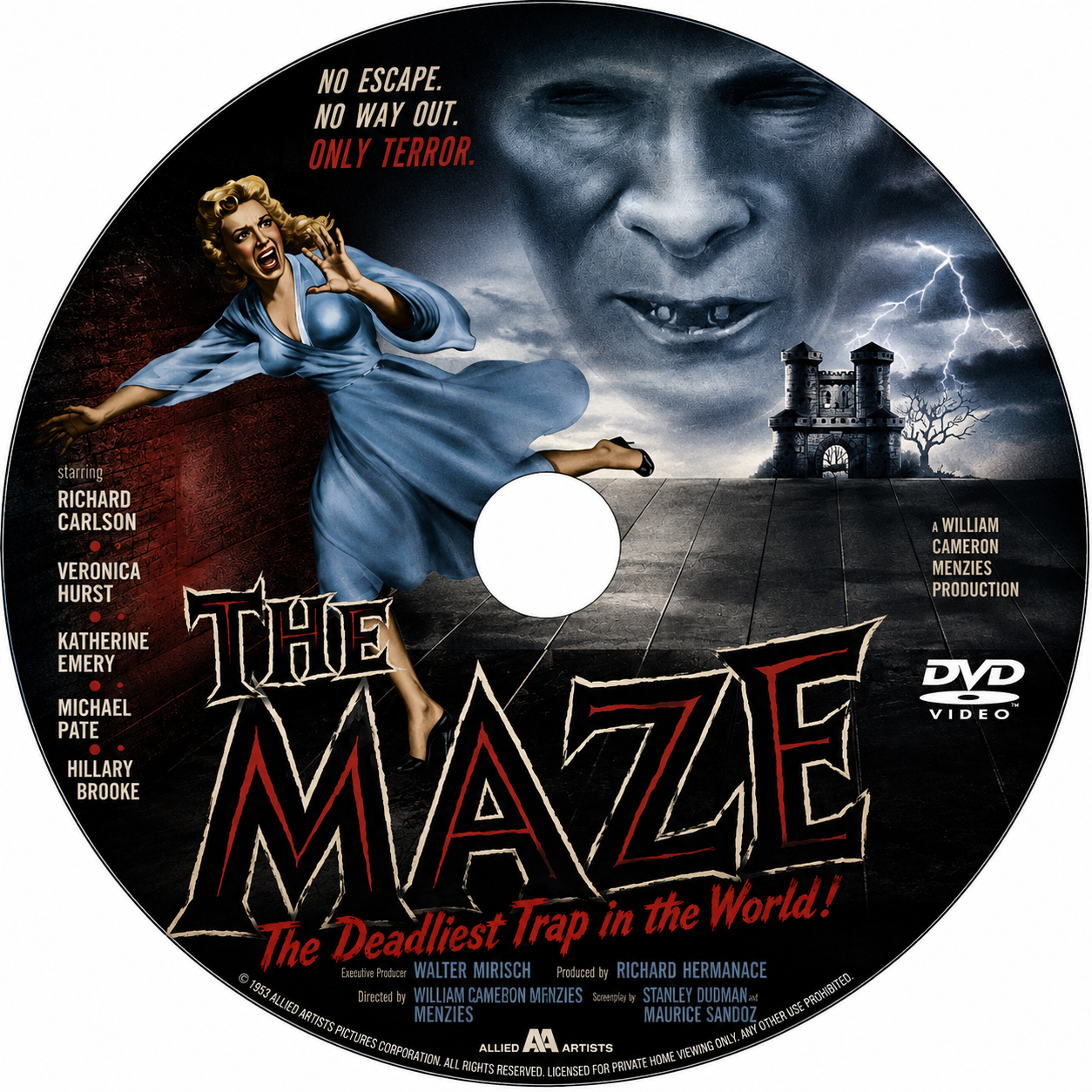 THE MAZE (1958) Richard Carlson, Veronica Hurst, Hillary Brooke, Katherine Emery and Michael Pate - Public Domain Movie DVD NO CASE