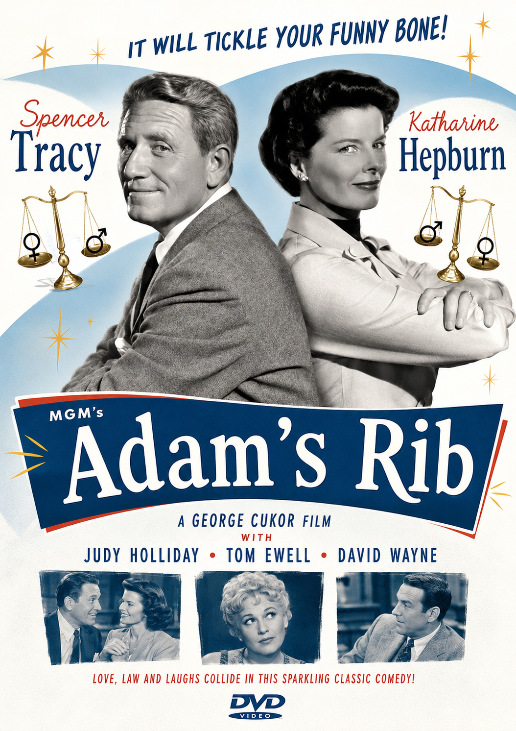 ADAM'S RIB (1949) Spencer Tracy • Katharine Hepburn • Judy Holliday • Tom Ewel - Public Domain Movie DVD NO CASE