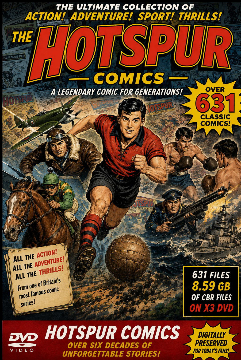 HOTSPUR COMICS - 631 FILES -  8.59 GB OF CBR FILES ON DVD - FREE POST