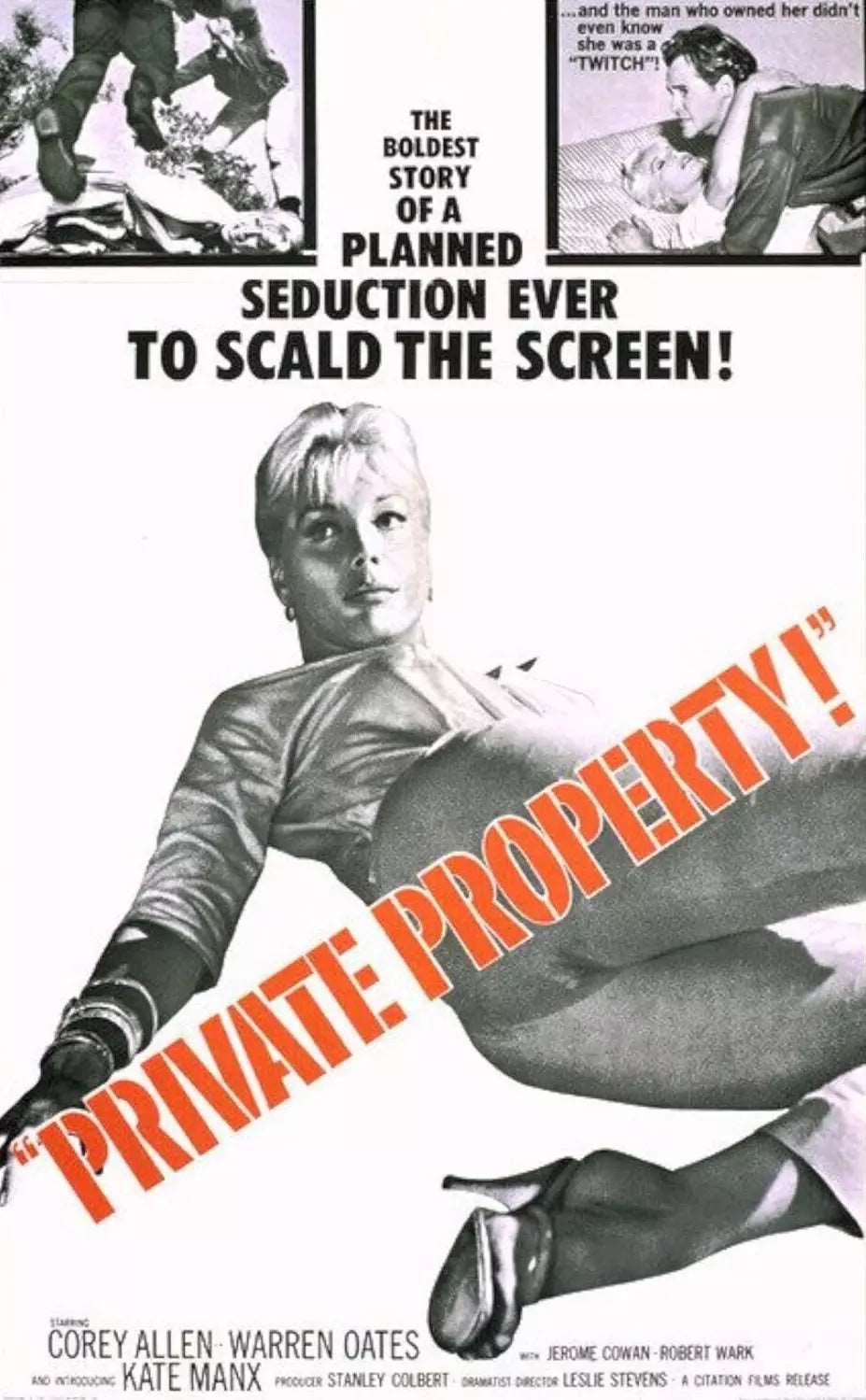 "PRIVATE PROPERTY" (1960) Jerome Cowan, Corey Allen- Public Domain DVD NO CASE