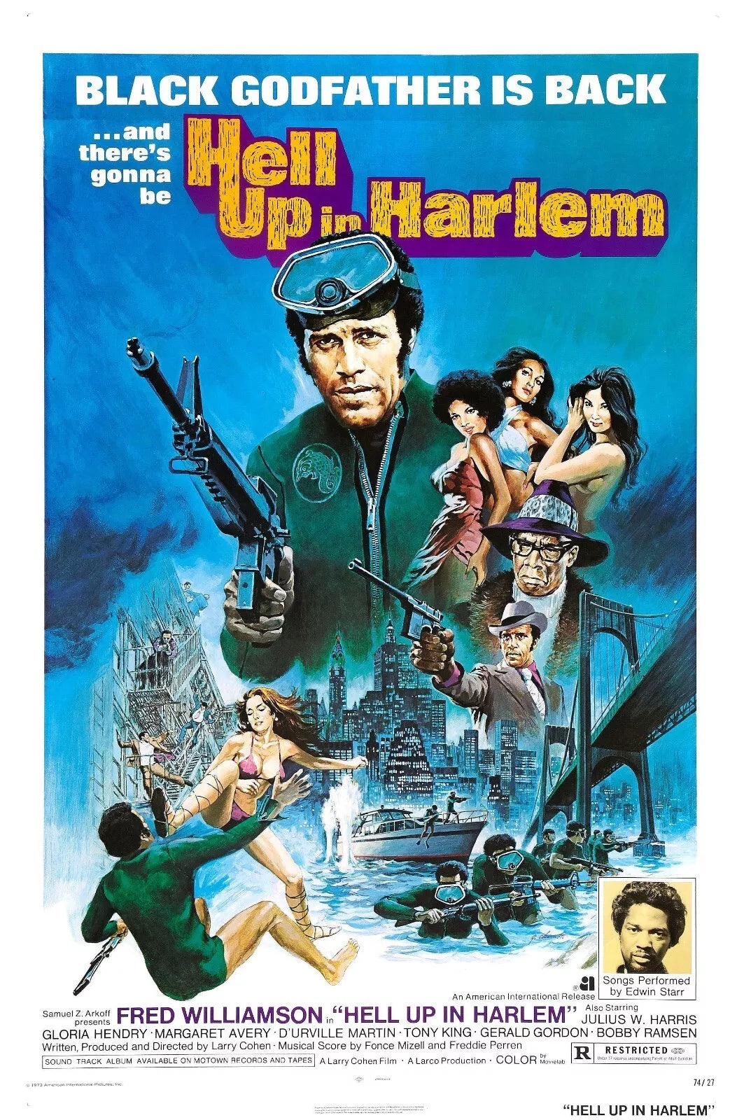 HELL UP IN HARLEM  (1973) Julius Harris - Public Domain DVD NO CASE RARE !