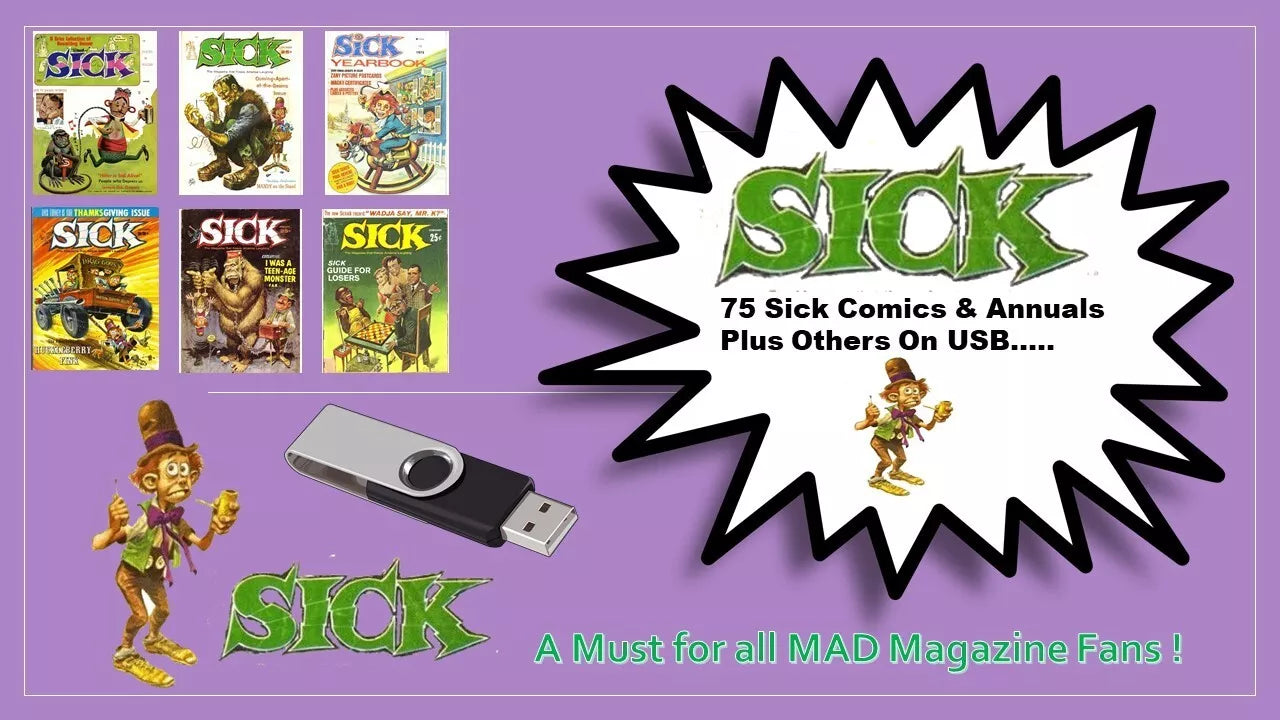 SICK MAGAZINE  & Other Comics On USB (CBR FORMAT)with Comic Reader