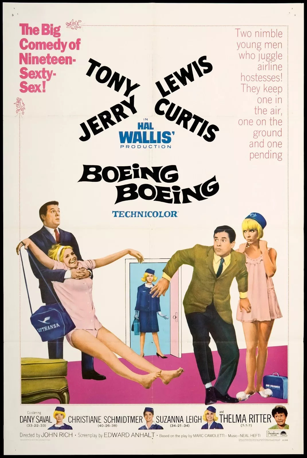 BOEING, BOEING (Comedy 1965) Jerry Lewis,Tony Curtis - Public Domain DVD NO CASE