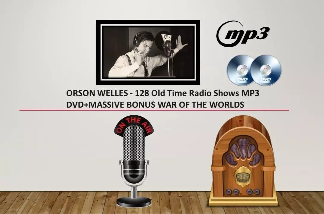 ORSON WELLES - 128 Old Time Radio Shows MP3 DVD + BONUS WAR OF THE WORLDS DVDROM