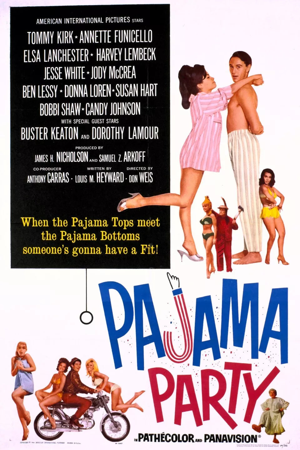 PAJAMA PARTY (1964) Tommy Kirk, Harvey Lembeck - Public Domain DVD NO CASE