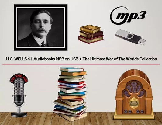 HG WELLS - 42 Old Time Radio Shows / Audio Books on MP3 Audio USB