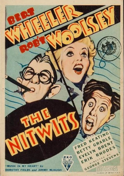 THE NITWITS (1935) Bert Wheeler, Betty Grable, Robert Woolsey - DVD - Public Domain DVD NO CASE