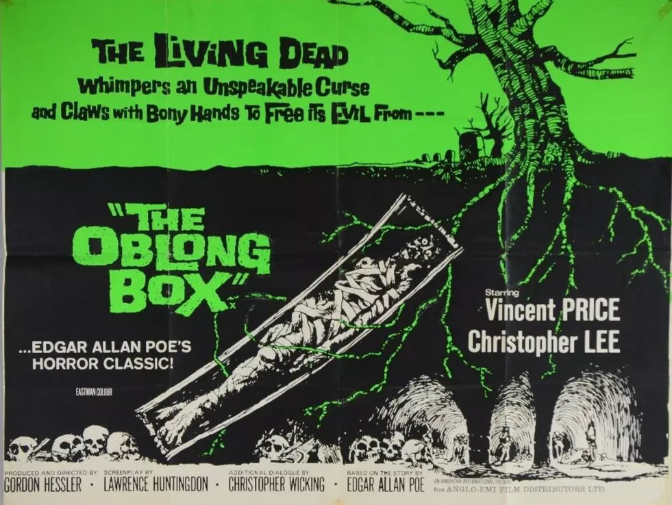 THE OBLONG BOX  (1969) Christopher Lee, Vincent Price, Hilary Dwyer, Alastair Williamson - Public Domain DVD NO CASE RARE !