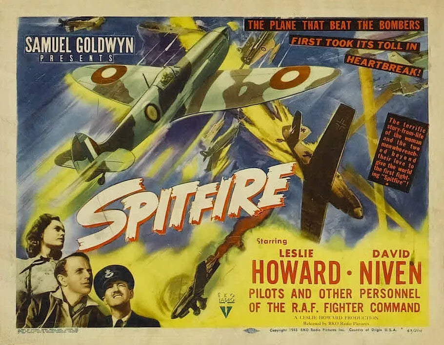 SPITFIRE (1942) Leslie Howard, Davin Niven, Public Domain DVD NO CASE