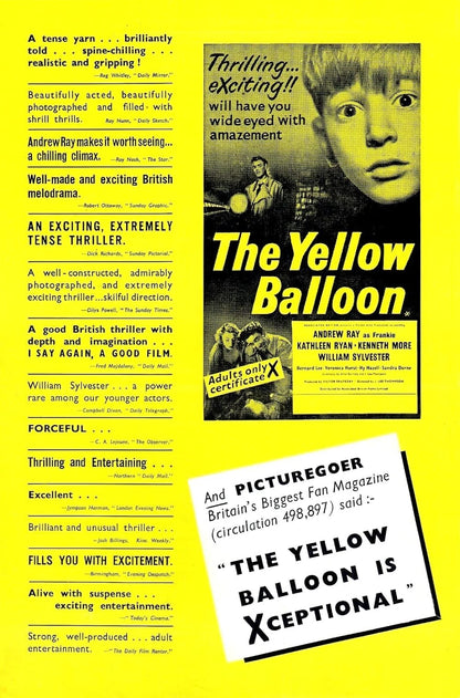 THE YELLOW BALLOON  (1953) Bernard Lee, Kenneth More, Andrew Ray, William Sylvester, Kathleen Ryan  - Public Domain DVD NO CASE