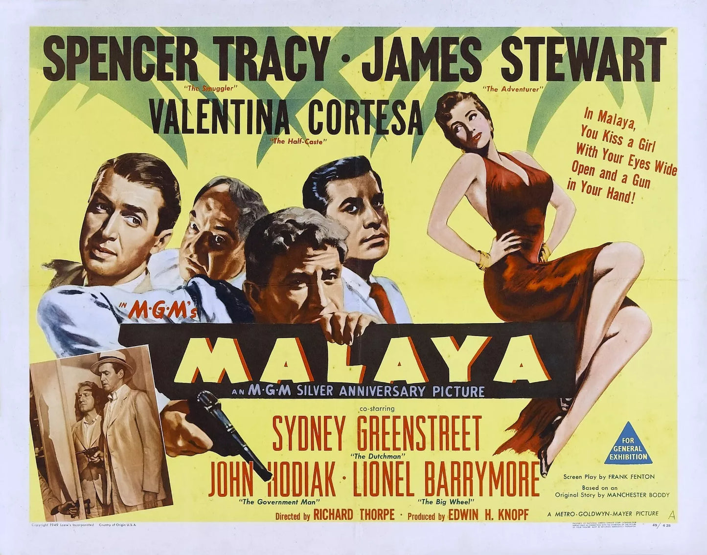 MALAYA (1949) James Stewart,Spencer Tracy - Public Domain DVD NO CASE