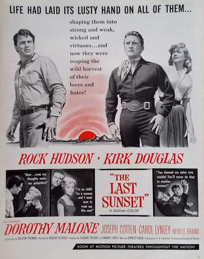 THE LAST SUNSET (1961) Rock Hudson, Kirk Douglas - Public Domain DVD NO CASE