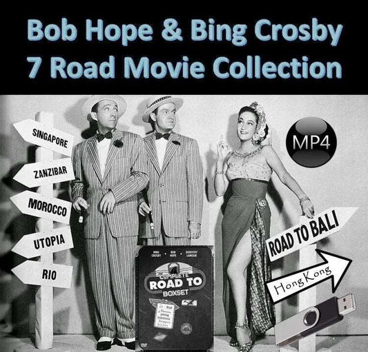 BOB HOPE AND BING CROSBY - THE ROAD COLLECTION 7 Public Domain Movies ON USB