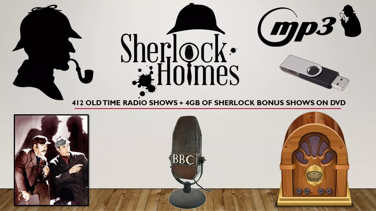 SHERLOCK HOLMES 412 OLD TIME RADIO SHOWS + 8GB SHERLOCK BONUS ON USB 12 GB