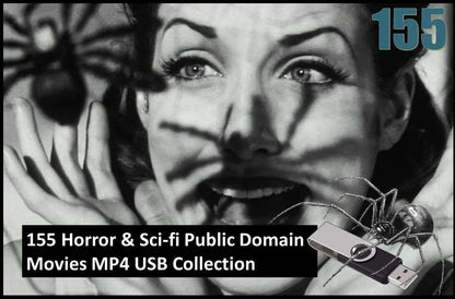 155 Horror & Sci-fi Public Domain Movies MP4 USB Collection