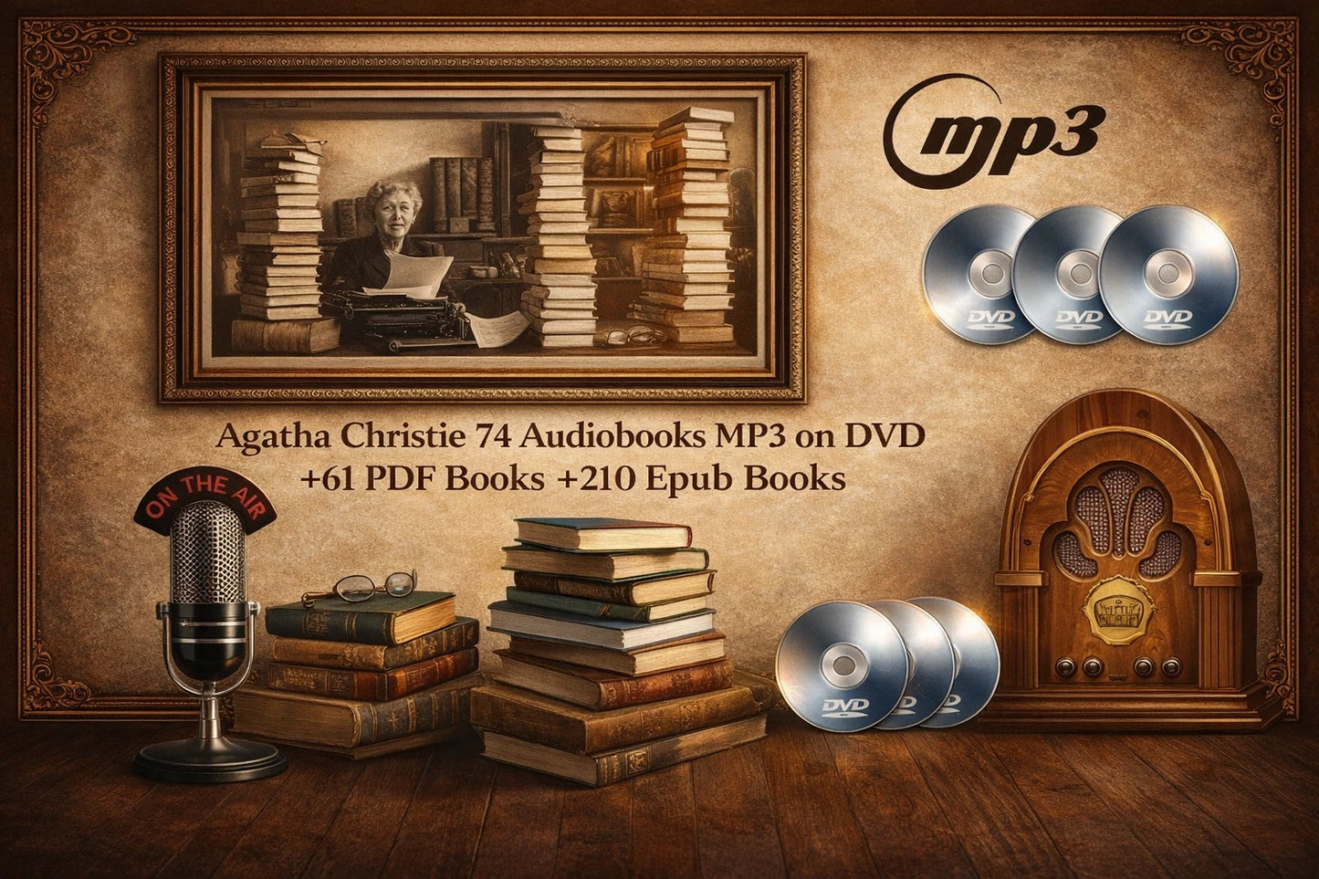 AGATHA CHRISTIE - 74 Radio Shows MP3 on DVD +61 PDF BOOKS +210 EPUB BOOKS