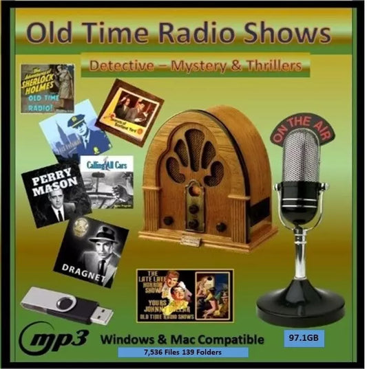 MASSIVE COLLECTION OF OLD TIME RADIO DETECTIVES SHOWS 97.1 GB OF MP3's ON USB