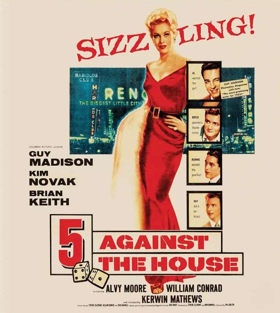 5 AGAINST THE HOUSE  (1955)  Alvy Moore - Public Domain Movie DVD NO CASE