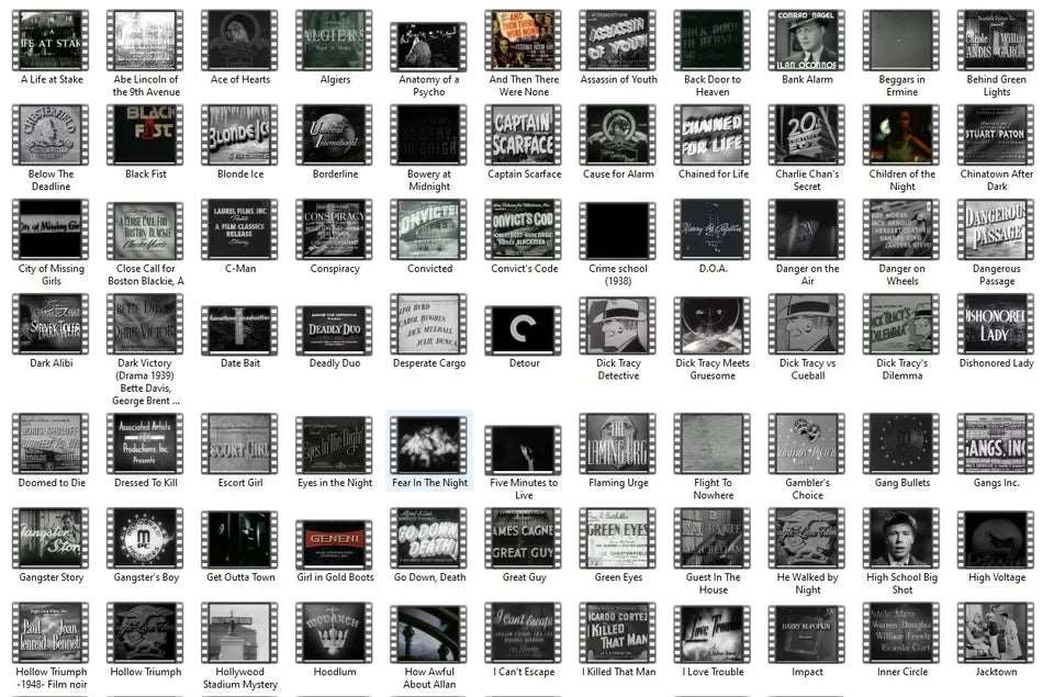 225 Film Noir & Mystery & Crime Public Domain Movies MP4 USB Collection