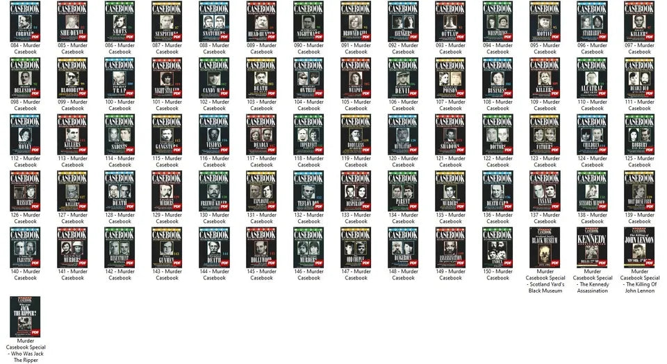 MURDER CASEBOOK MAGAZINES - 155 ISSUES PDF FORMAT ON USB CERT 18