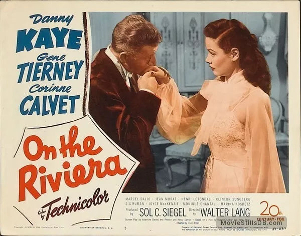 ON THE RIVIERA  (1951) Danny Kaye, Gene Tierney,Corinne Calvet - Public Domain DVD NO CASE