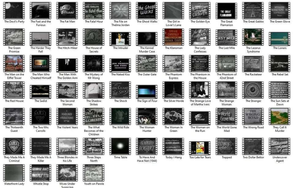 225 Film Noir & Mystery & Crime Public Domain Movies MP4 USB Collection