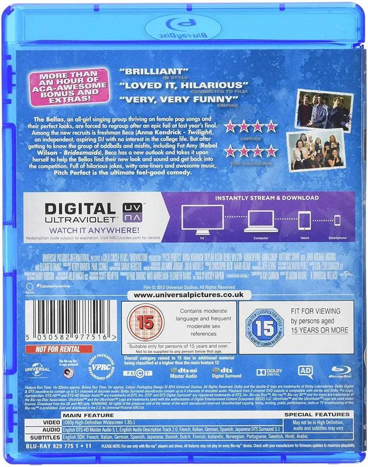 PITCH PERFECT - BLU-RAY + DIGITAL + ULTRAVIOLET **NEW SEALED** FREE POST**