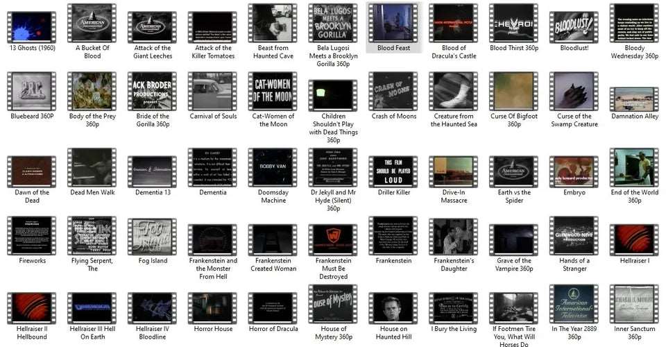 155 Horror & Sci-fi Public Domain Movies MP4 USB Collection