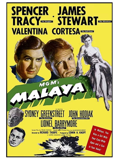 MALAYA (1949) James Stewart,Spencer Tracy - Public Domain DVD NO CASE