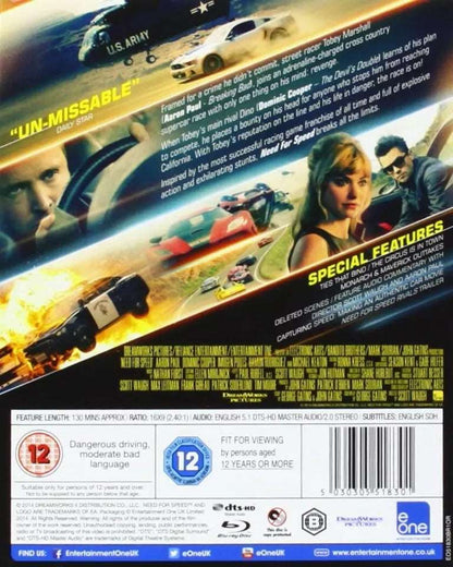 NEED FOR SPEED - Blu-ray (2014) Aaron Paul, Waugh (DIR) NEW SEALED - FREE POST