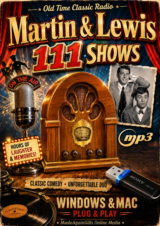 DEAN MARTIN AND JERRY LEWIS - OTR OLD TIME RADIO SHOW COMEDY USB - 111 EPISODES MP3
